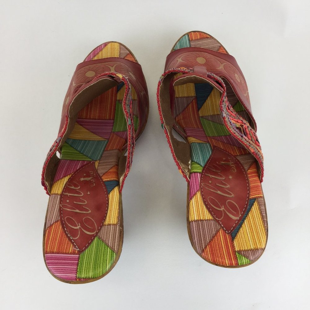 Elite Corky Leather Print Slide -In Wedge Heels - image 5